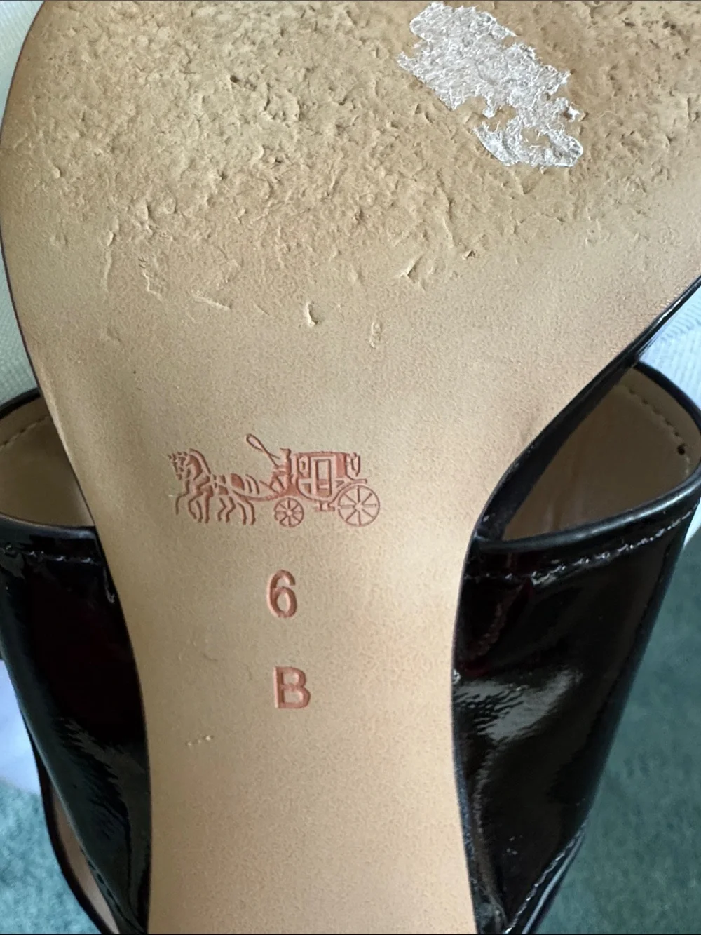COACH Vintage Black Patent Leather Wide-Strap Slingback Sandals 6 - Picture 8 of 8